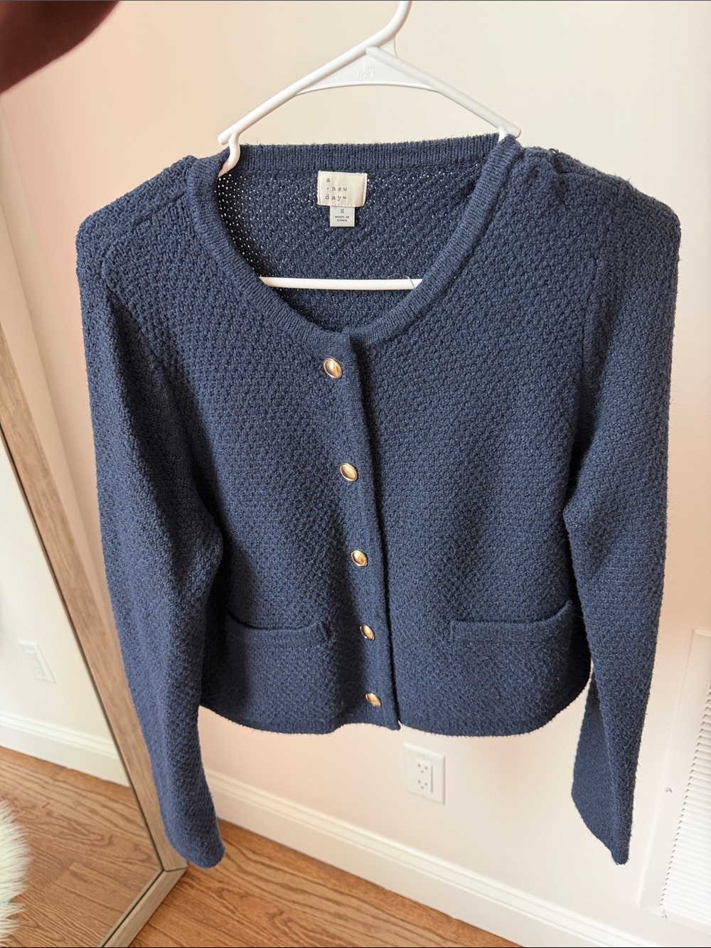 a new day Navy Textured Button-Front Cardigan